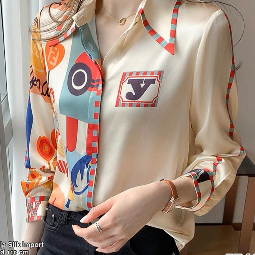 Restock KEMEJA BANGKOK SILK IMPORT ATASAN WANITA