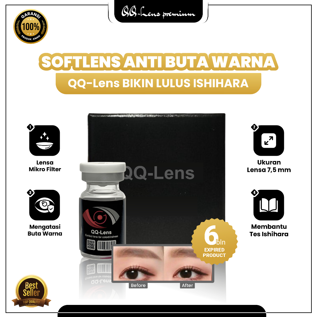 Softlens Buta Warna qq Lens Diameter Lensa 7,5 mm Expired 6 Bulan Solusi Lolos Tes Ishihara
