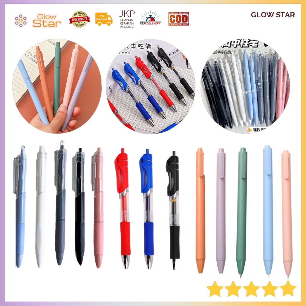 

BL3-PEN Bolpen Gel Pen Pena Pulpen Tinta Bolpoin Standart 0.5mm 1 PCS Black Case Dark Blue Red White handle nyaman halus hampers hadiah bolpoint kantor merah pink orange biru hijau green red blue Soft Touch