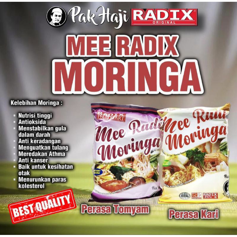 

MEE RADIX MORINGA HPA PAK HAJI RASA TOMYAM, KARI DAN SUP ( 1 PACK = ISI 5 BUNGKUS)