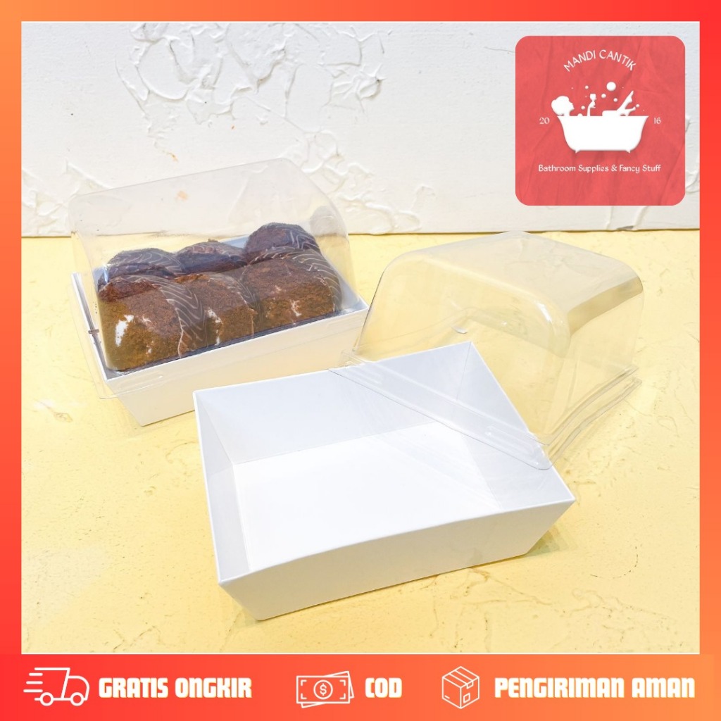 

KOTAK BOLU GULUNG PUTIH / SIMPLE ESTETIK ROLL CAKE / BOX MIKA TRANSPARAN / Packing Kue Bolu / Packing Bolu Gulung