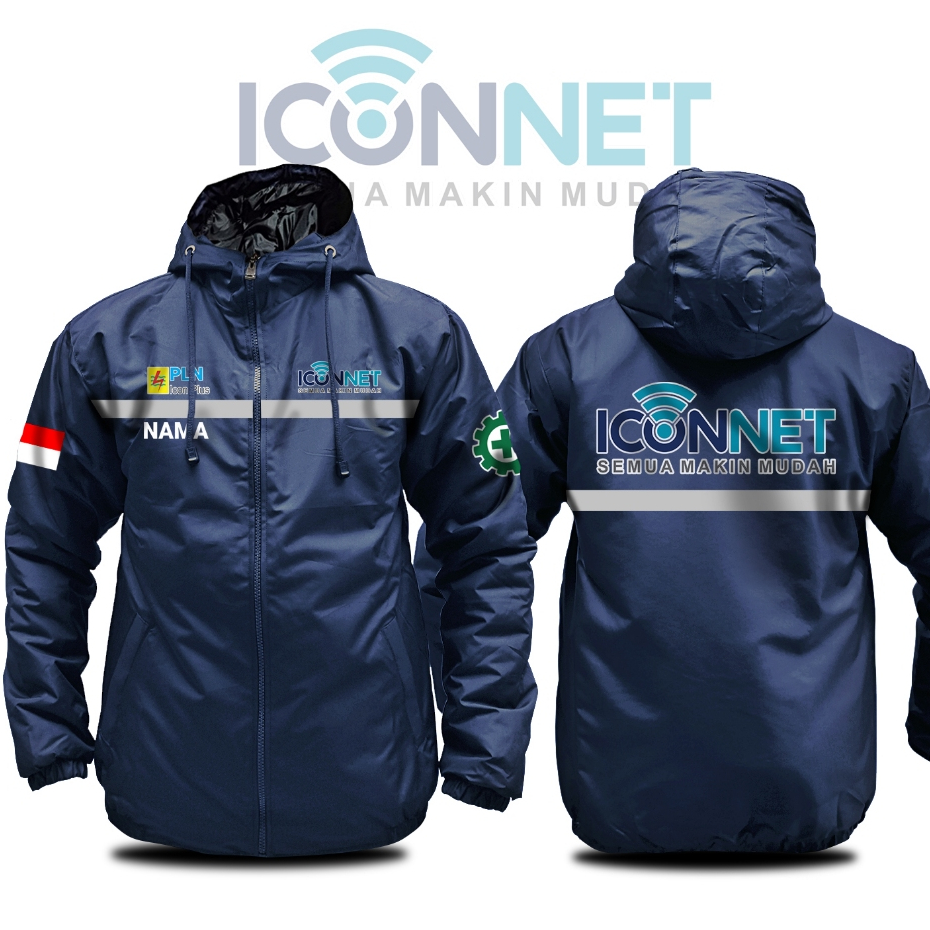 JAKET PLN ICONNET Scotlight Jaket Parasut Semi WF Free Nama Bisa Custom