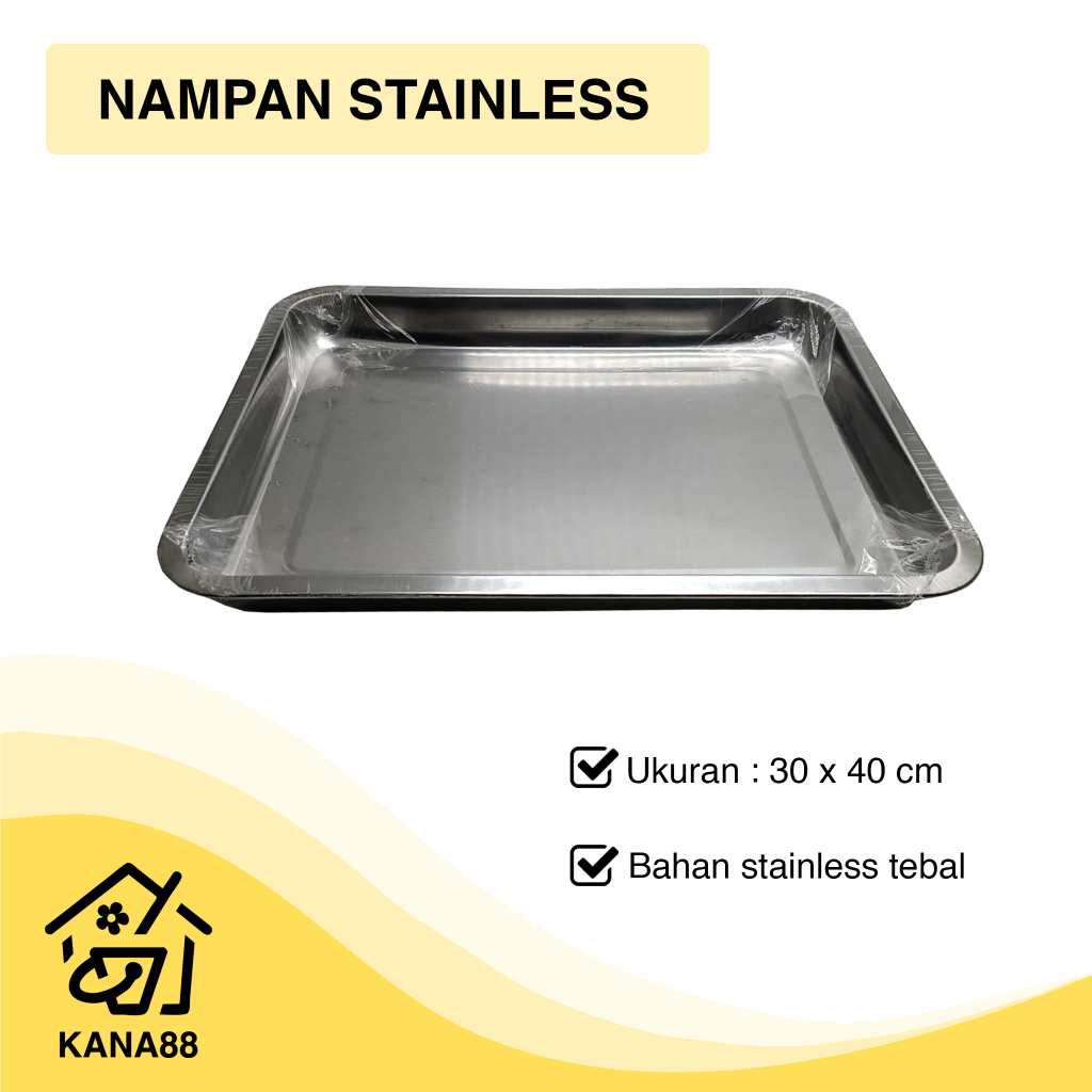 Nampan Stainless Steel Ukuran 30x40 cm Kualitas Tebal