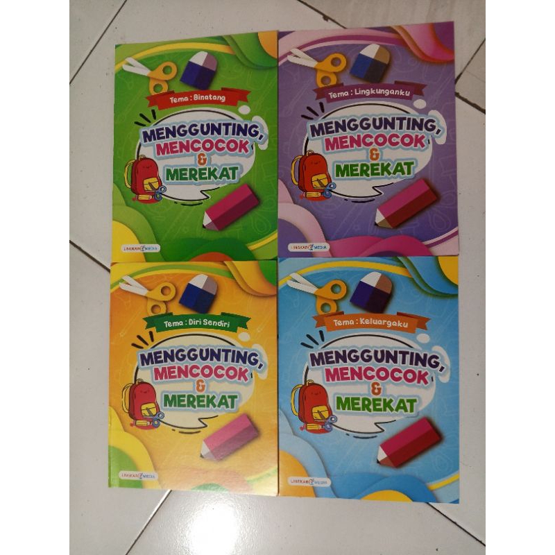 

4 PAKET BUKU MENGGUNTING,MENCOCOK&MERRKAT