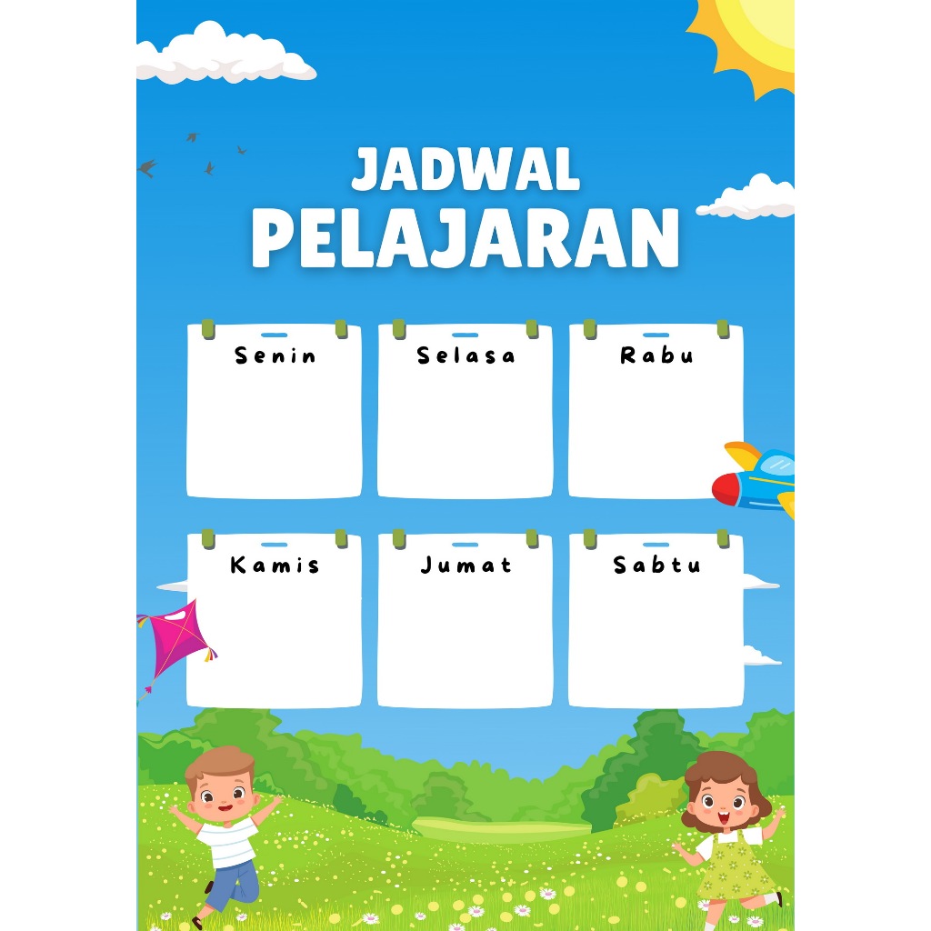 

STIKER POSTER JADWAL PELAJARAN A4, FREE KETIK