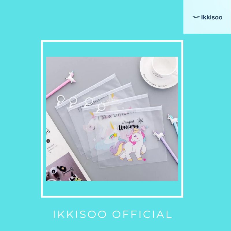 

IKKISOO Tas Alat Tulis Plastik dompet kosmetik Zipper
