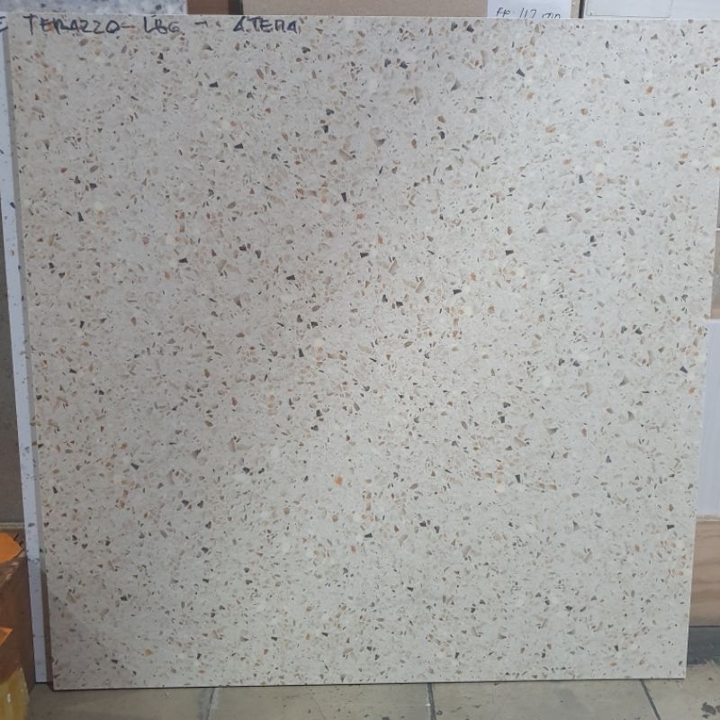 Granit lantai kamar mandi teras garasi rumah ATENA 60x60 TERAZZO LBG motif traso batu kecil matt kas