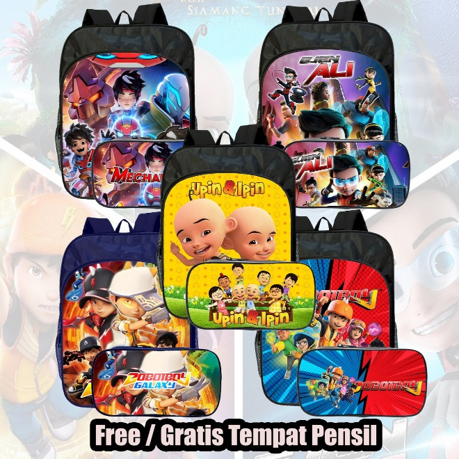 Tocotaz Tas Back Pack Ransel Anak sekolah Film Animasi Malaysia Boboiboy Mechamato Ejen Ali Upin Ipi