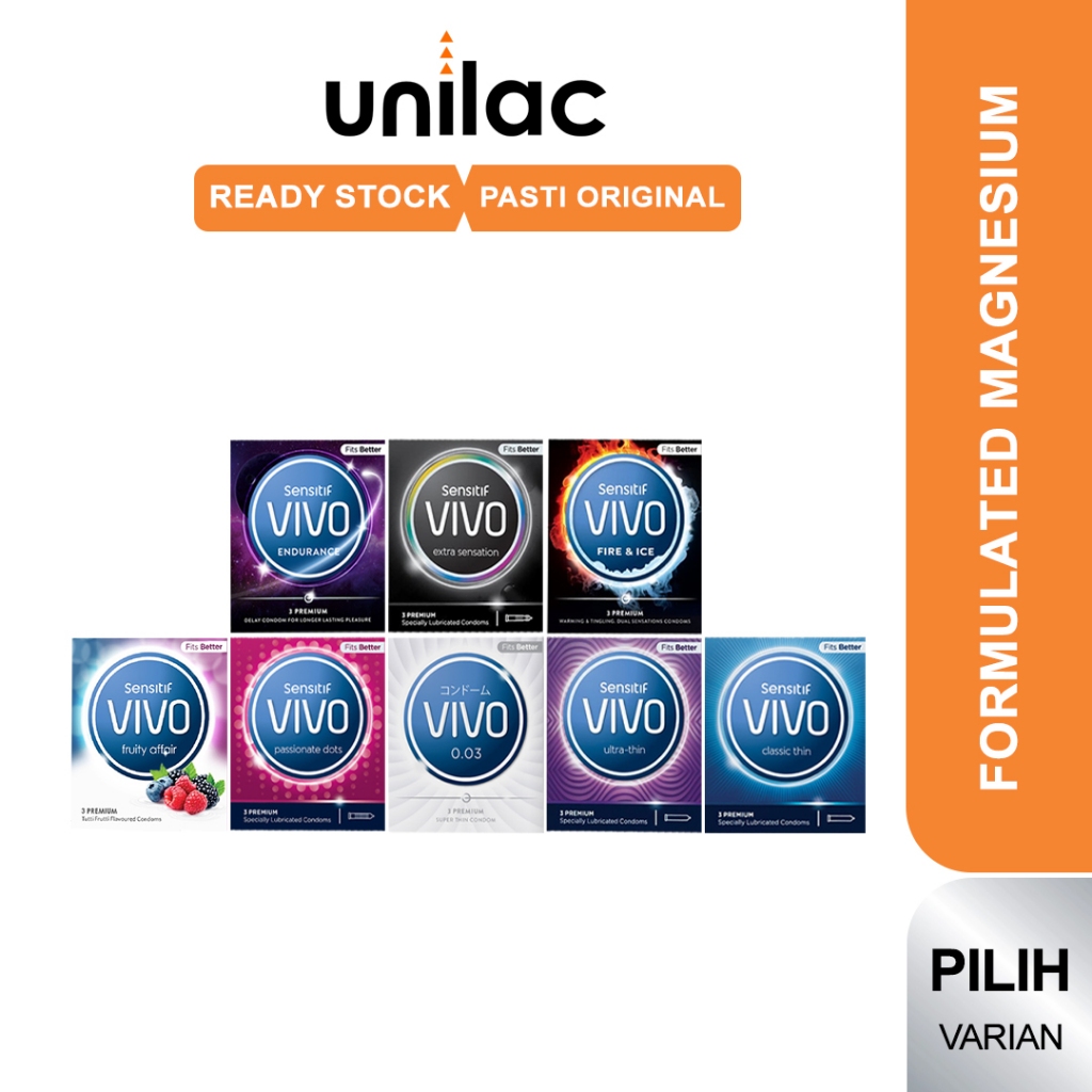 Vivo Sensitif Alat Kontrasepsi Condom Vivo Condoms | Kondom Bergerigi | Kondom Vivo Extra Sensation