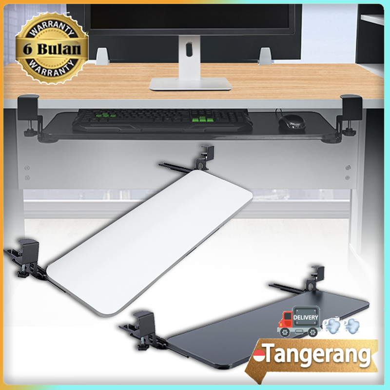 Keyboard Tray / Tempat Keyboard Bawah Meja 65 X 25 Cm Bracket Jepit Deskmount Underdesk Keyboard Dan