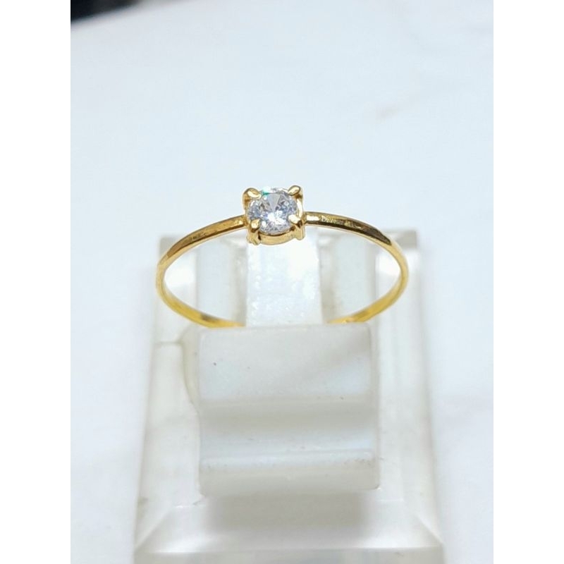 Cincin 1 Mata putih emas muda 0.5 gram