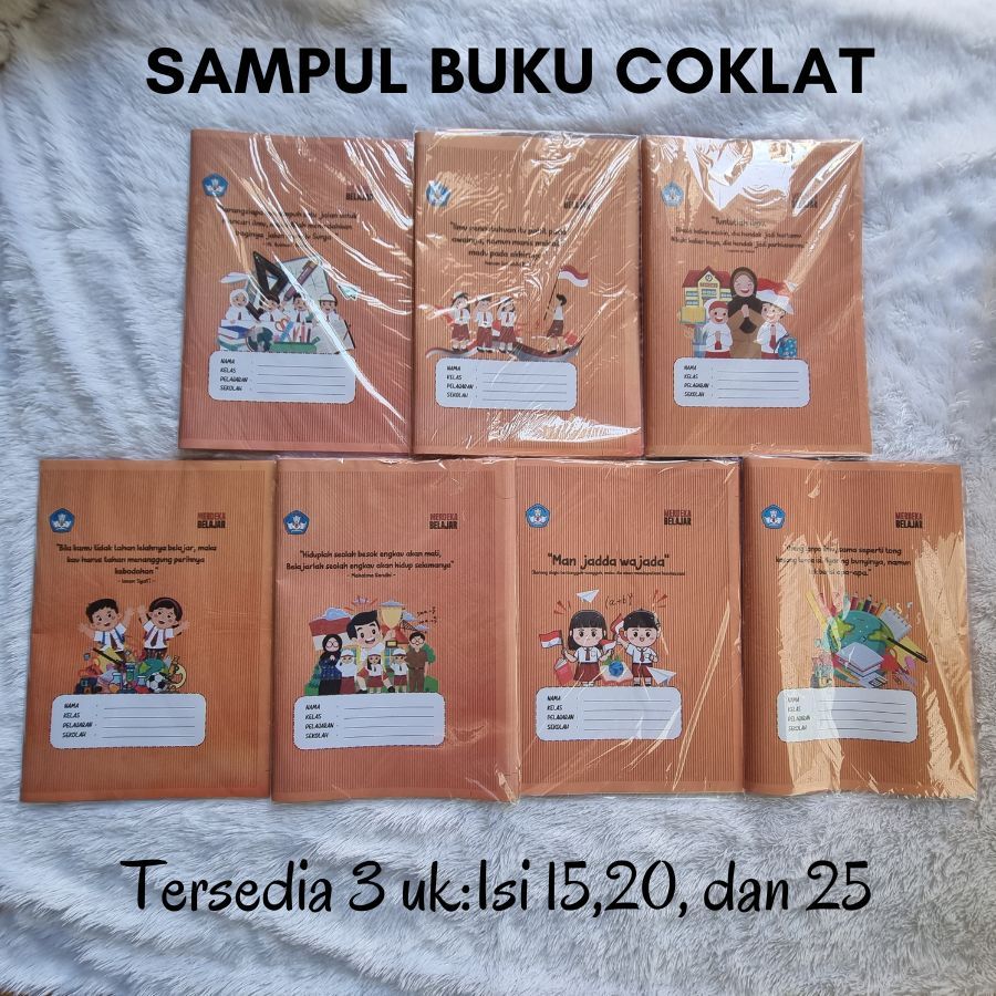 

Sampul Buku Tulis Coklat Nama + Motif Ukuran Kwarto / Samak Buku Coklat