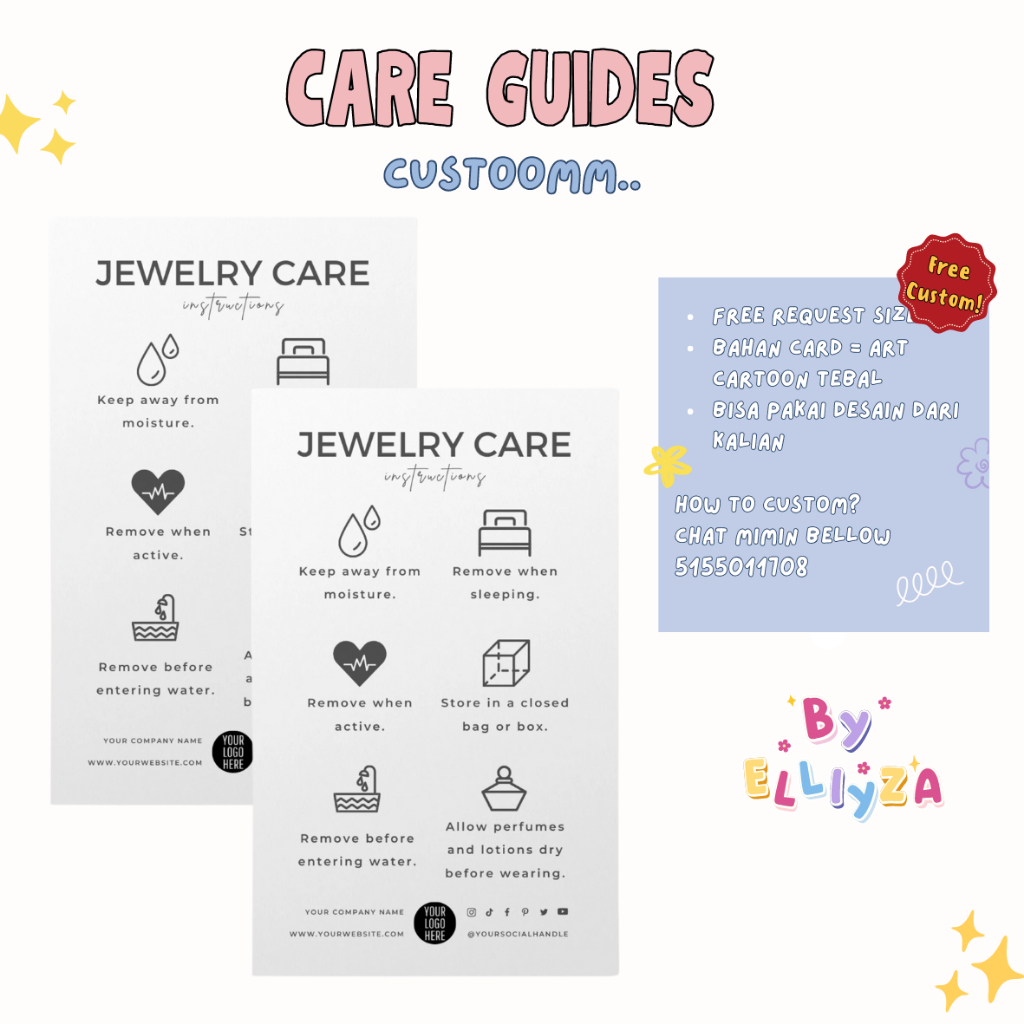 

Care Guides Card Custom | Kartu Petunjuk Pemakaian / Penyimpanan