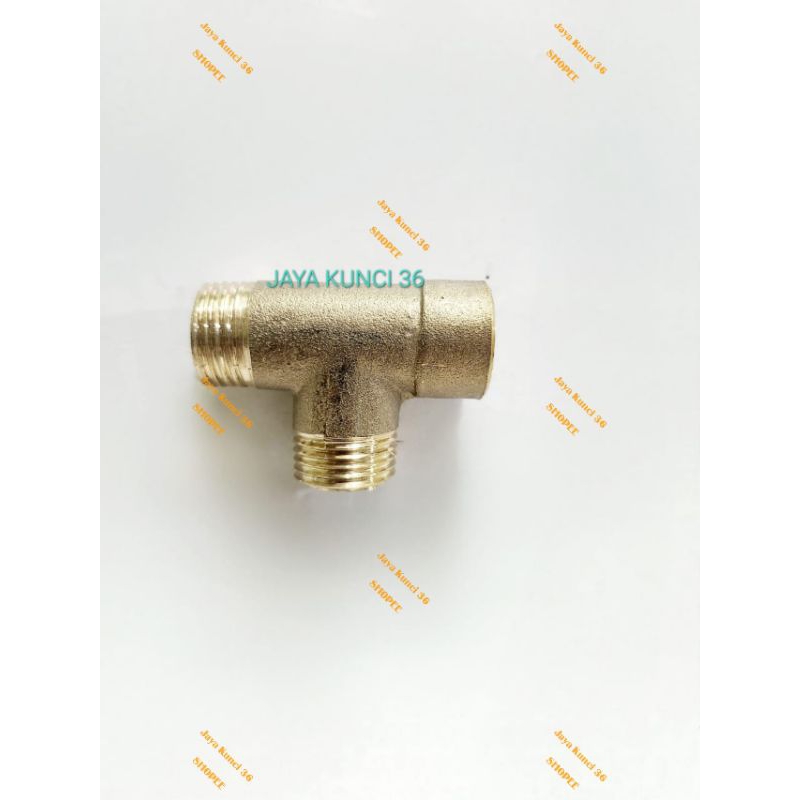 Tee Shower Kuningan Drat Luar Dalam 1/2 inch / Nepel T Shower