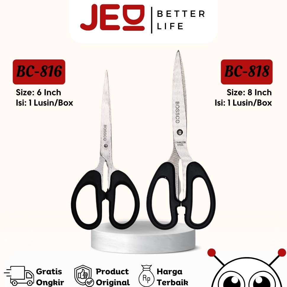 

KODE U14U 1 Box isi 12 Gunting Scissors BOSSCO 6 Inch8 Inch BC816818
