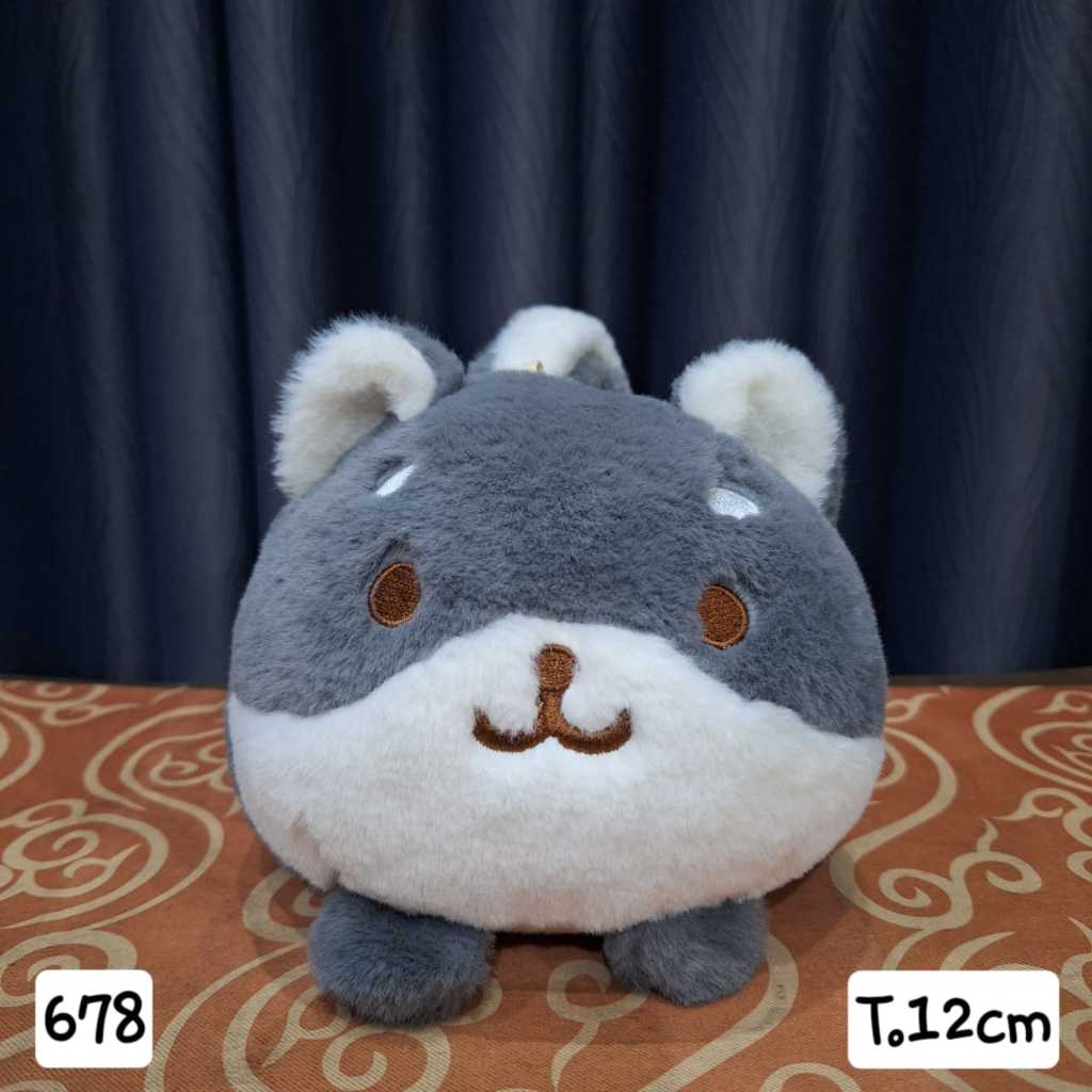 Boneka Guguk Anjing Dog Abu Kecil Lembut Bulu Gantungan Lucu A