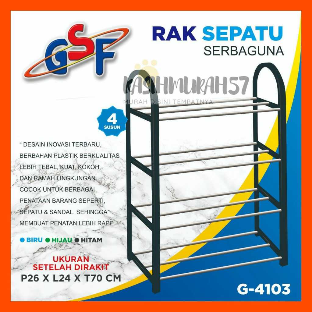 RAK SEPATU GSF G-4103 / RAK SEPATU GSF G 4103 SANDAL SENDAL SUSUN 4 TINGKAT EMPAT BAHAN PLASTIK DAN 