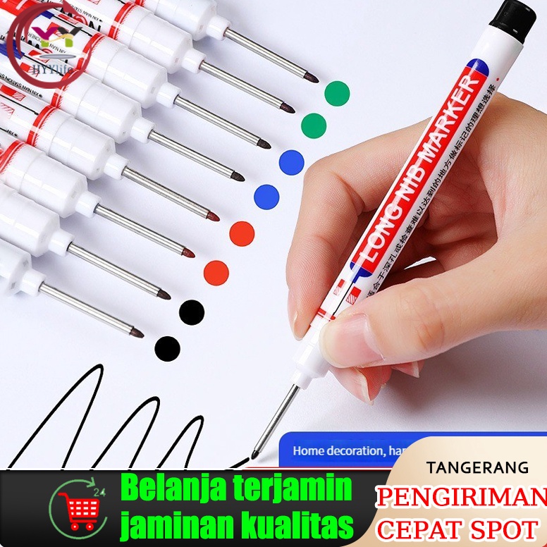 

KODE E33A 6pcset Penanda Kepala Panjang Pulpen Tulisan Serbaguna Tukang Bangunan Lubang Dalam Spidol Berminyak Tahan Air Cepat