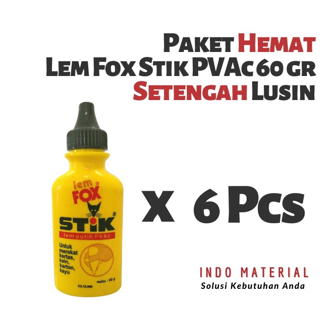 

KODE J77Z Paket Hemat Lem Fox Stik PVAc 6 gr Setengah Lusin