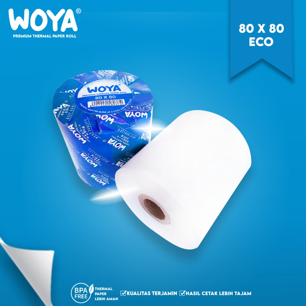 

RealPict WOYA Kertas Thermal 8X8 ECO WOYA Kasir Struk Paper Roll Termal 8x8mm Thermal POS Printer Parkir Antrian 79 8 x 8 8x8 mm
