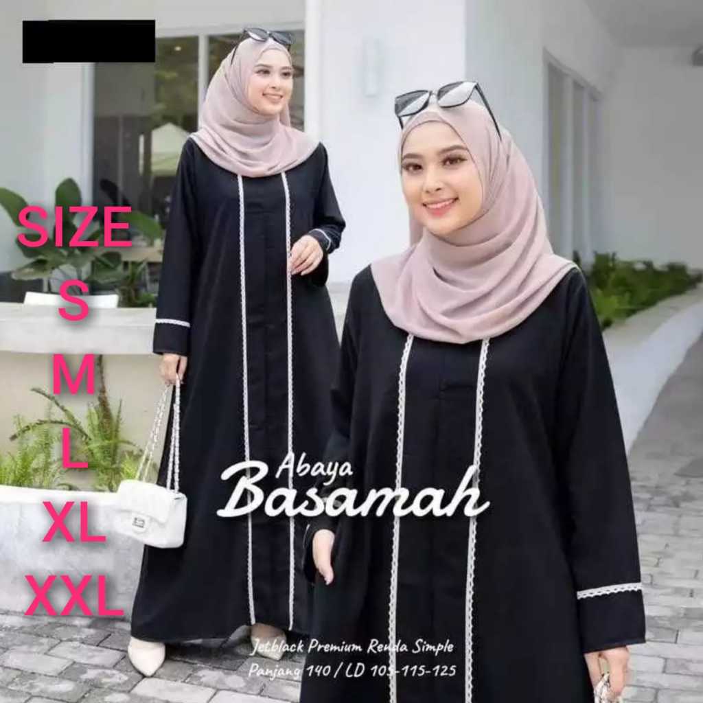 Abaya jetblack remaja / abaya hitam lis / abaya jetblack premium / gamis jetblack / gamis hitam new 