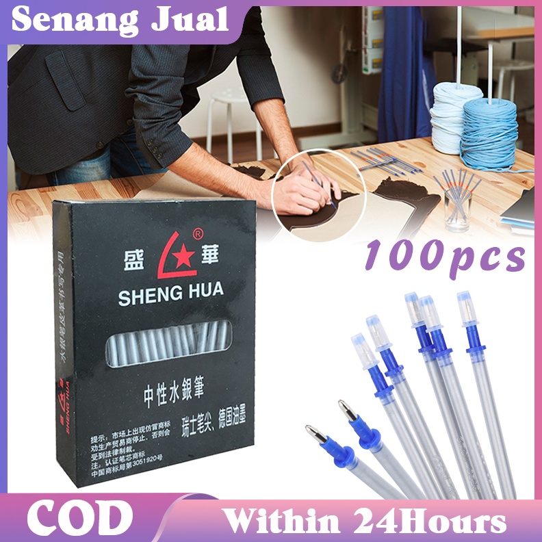 

KODE X93V SHENG HUA 1Pcs Silver Pen For Leather Refill Pulpen Silver Pola Kulit Pena Erasable Pen