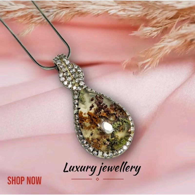 BATUKITA | Liontin Tetes Zircone Batu Natural | Liontin batu natural