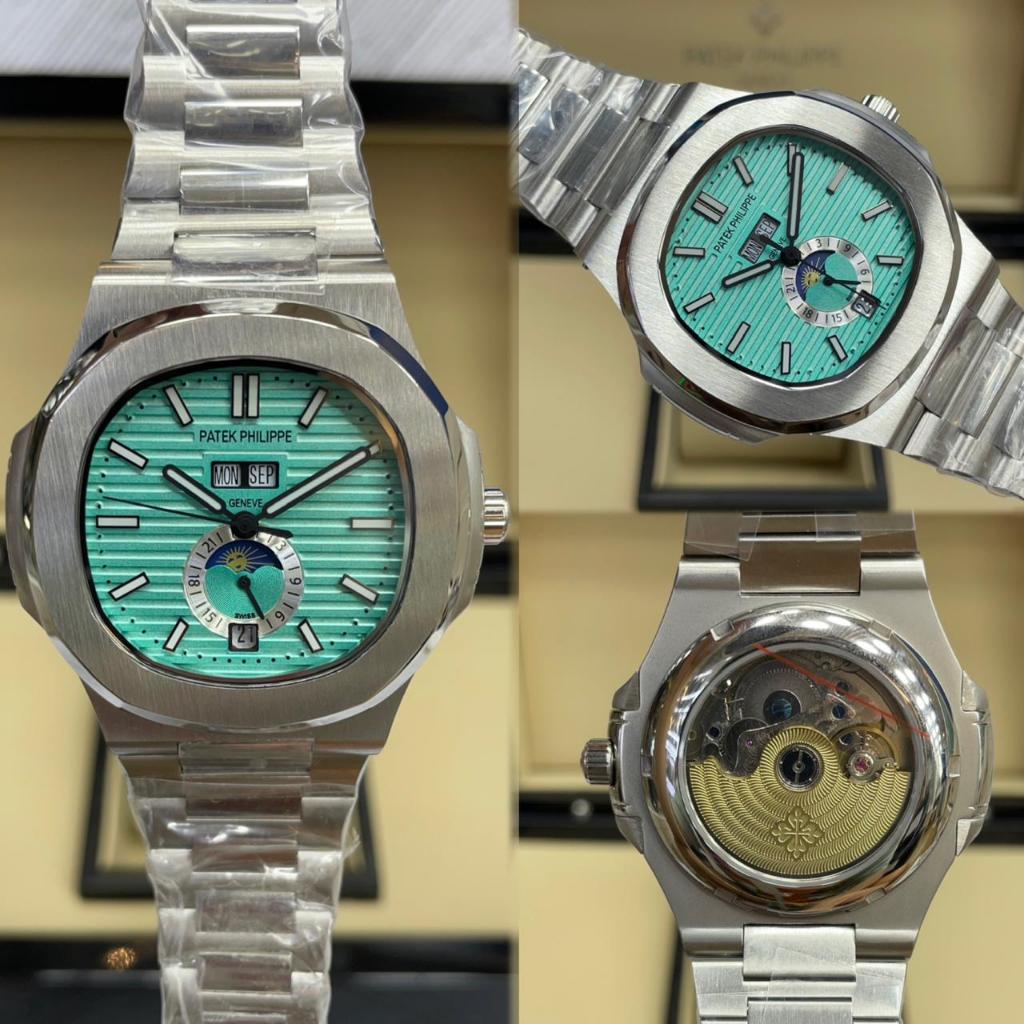 Jam Tangan Luxury Pria Patek Philippe Nautillus Moonphase Automatic 42mm Stainless Steel