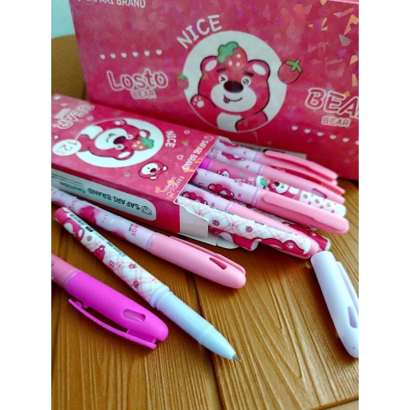 

1PACK (12PCS) BOLPEN GEL BEAR PINK SAFARI BRAND