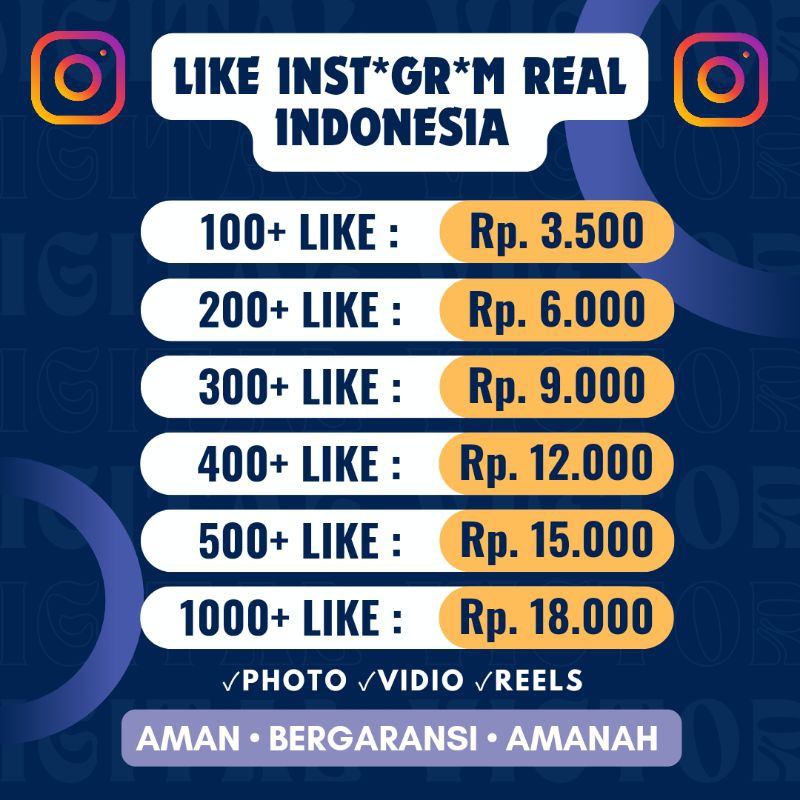 Like Video/Reels/Photo Instagram Real Indonesia Permanen