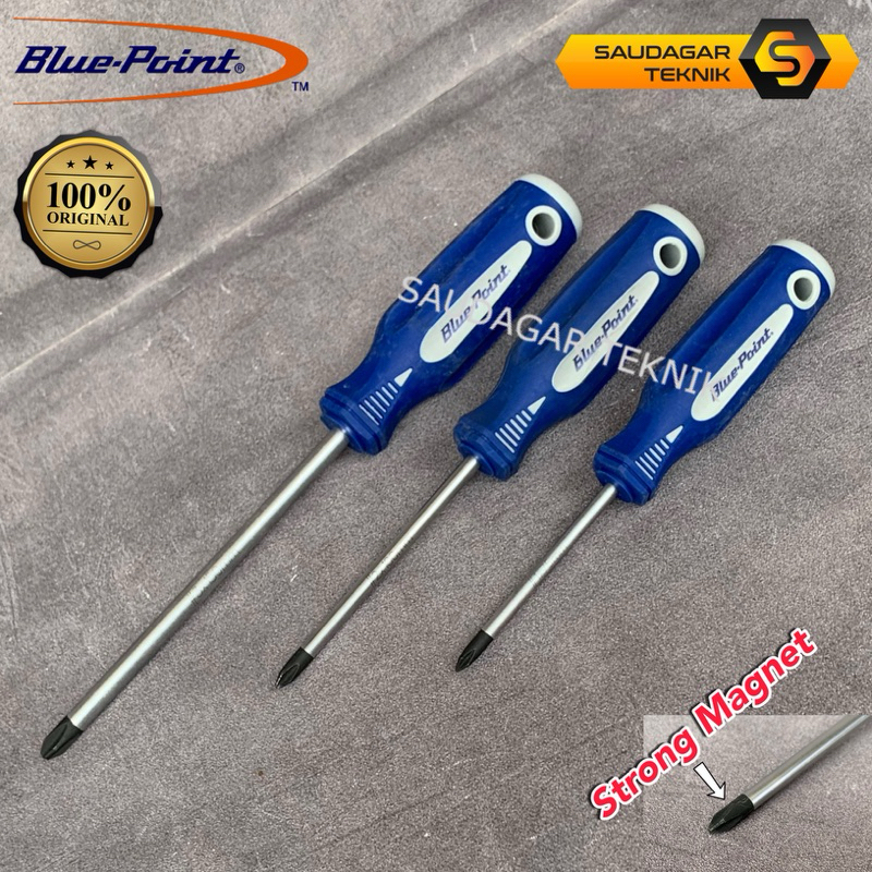 Blue Point Obeng Plus (+) Magnet Gagang Karet Screwdriver Blue-Point