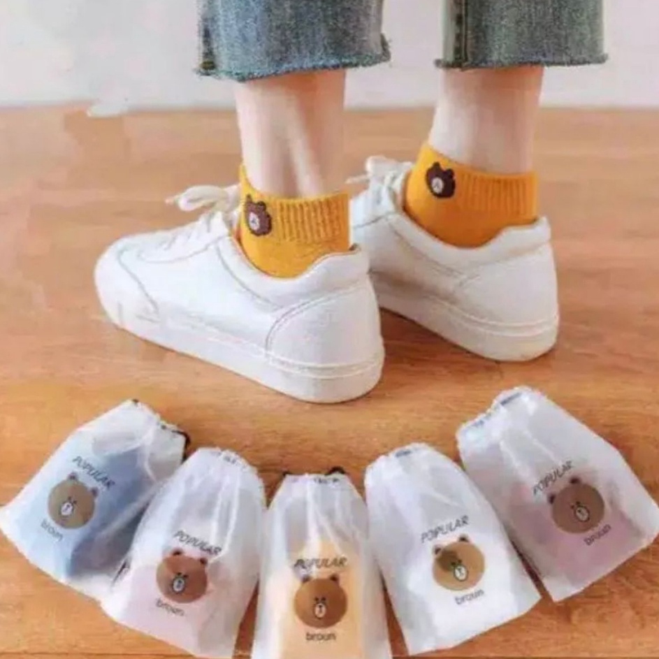 Promo besar Kaos Kaki Polos Motif Beruang Pouch Isi 1 Pasang MIX WARNA