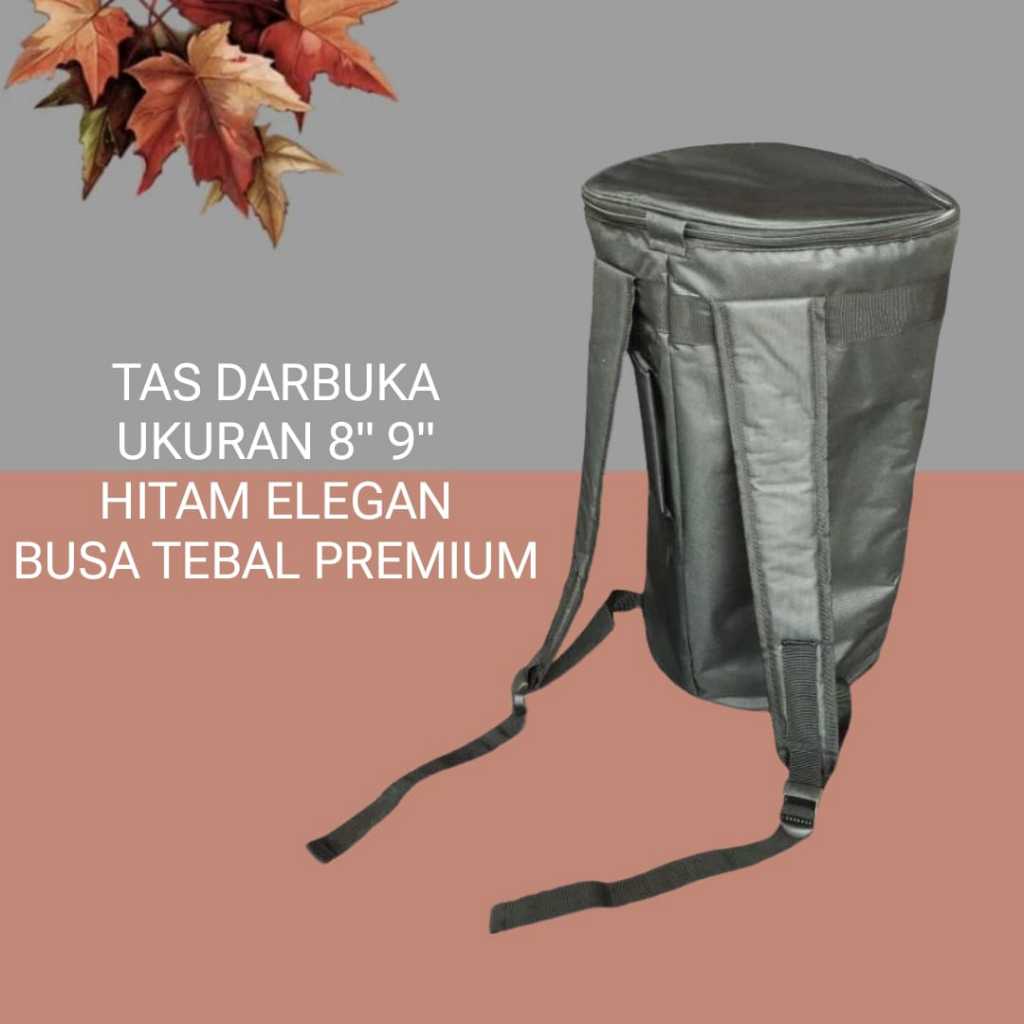 Darbuka 8 inch Tas Full Busa Polos Hitam Gendong