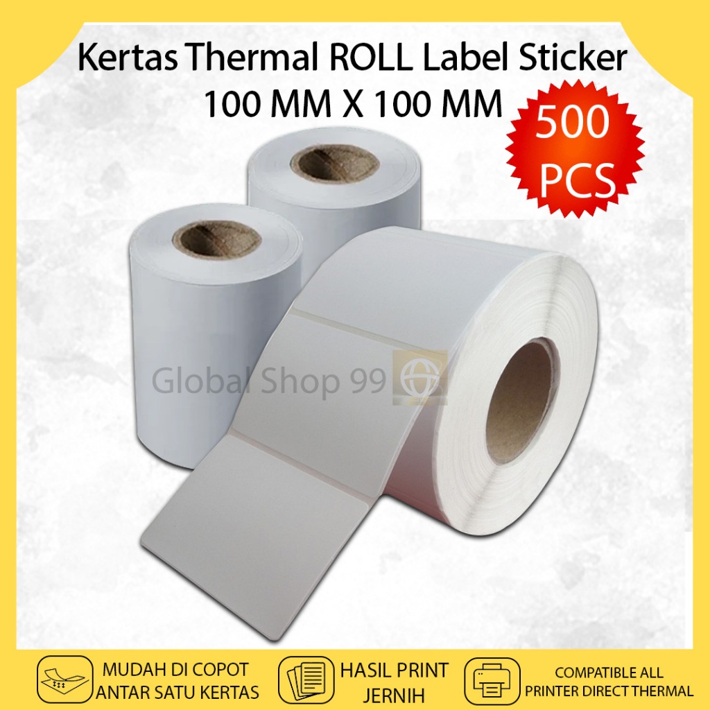 

Kertas Thermal Label Sticker 100x100 Isi 500 PCS LABEL CETAK RESI Onlineshop Struk Nota Barcode