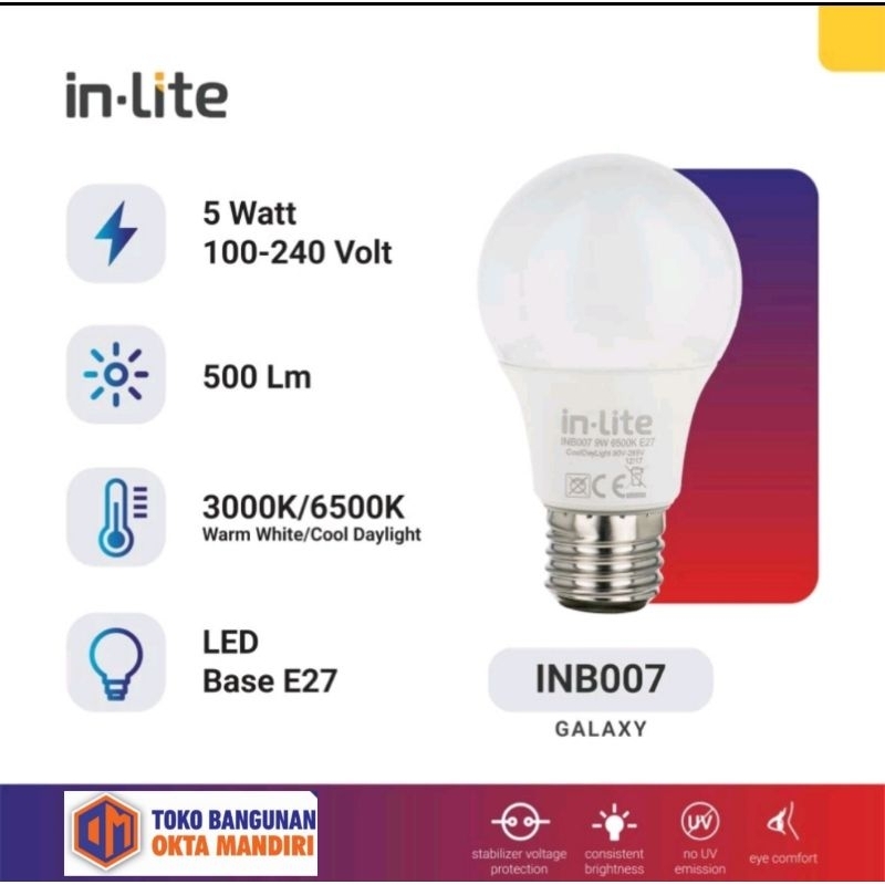 OKM- Lampu Bohlam LED In-Lite 5 watt