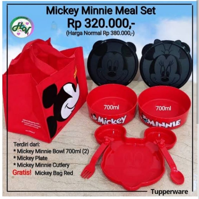 Bekal Makan Mickey Minnie Meal Set Tupperware ( FREE Bubble Warp )