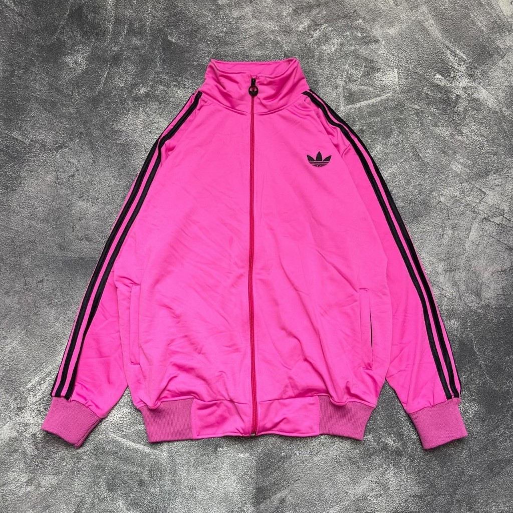 JAKET SWEATER HOODIE TRACKTOP ADIDAS FIREBIRD BABY PINK UNISEX BAHAN KATUN FULL TAG AND LABEL ORI - 