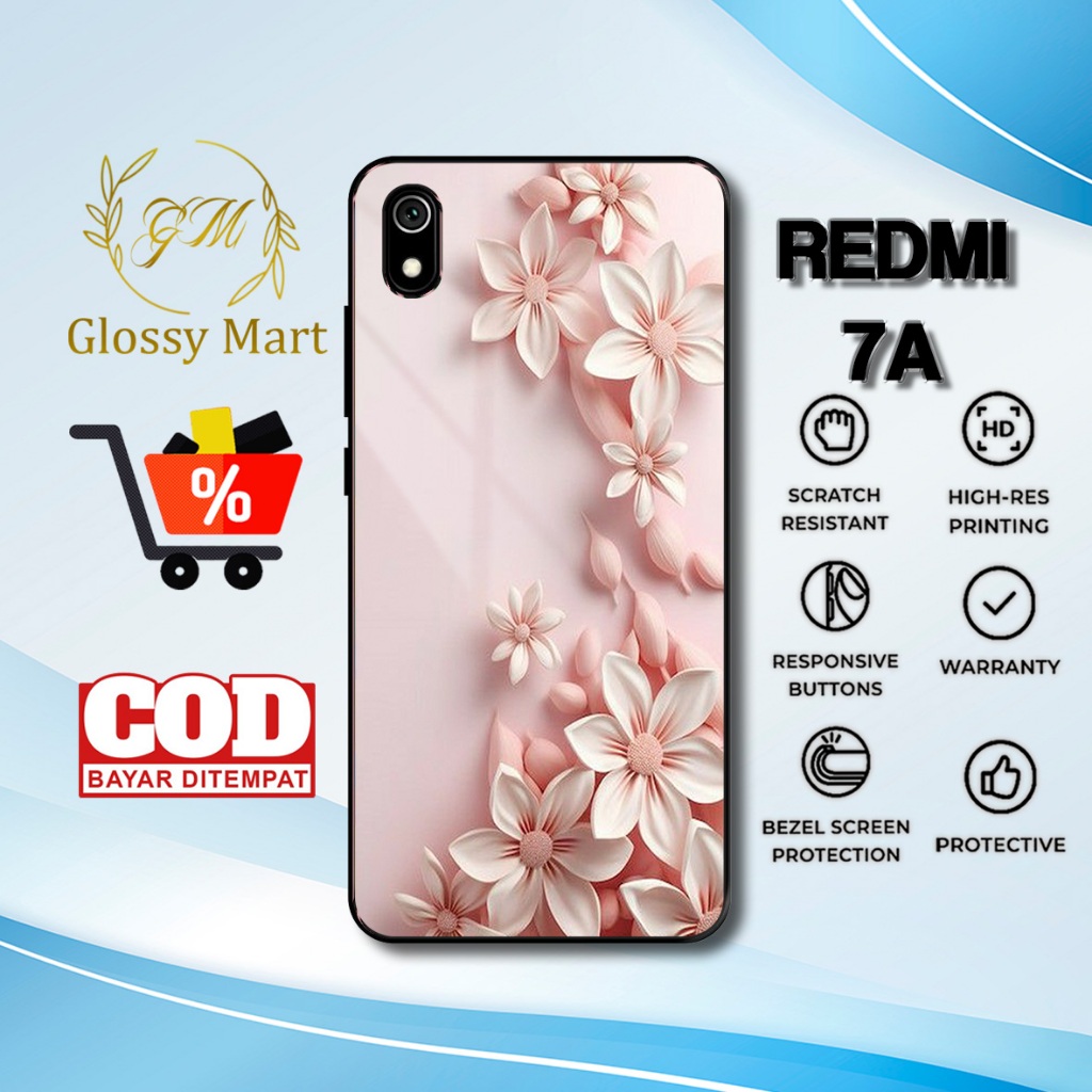 Case Redmi 7A Terbaru - Casing Redmi 7A - Motif Bunga cute - Hardcase Premium Glossy - Softcase Hp R