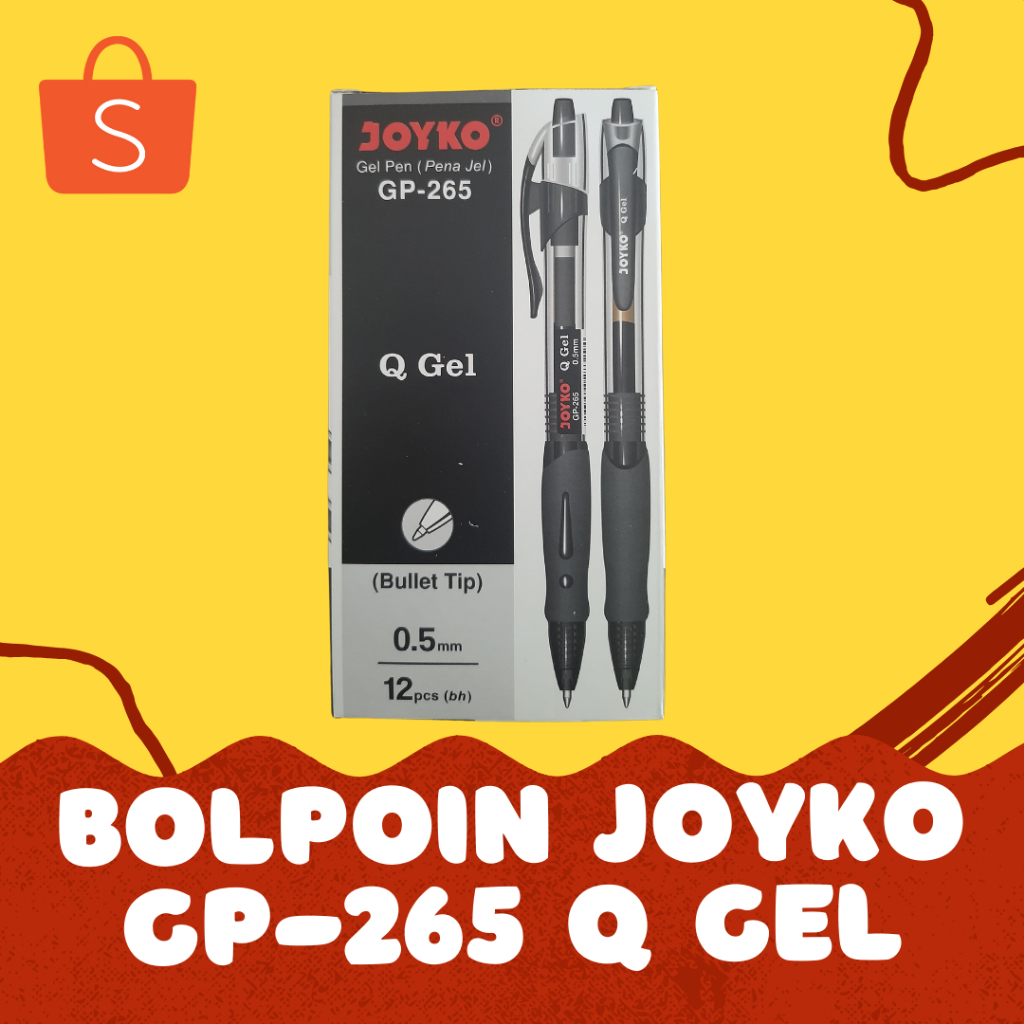 Pulpen / Bolpoin Joyko GP-265 Q Gel Warna Biru, Hitam, Merah
