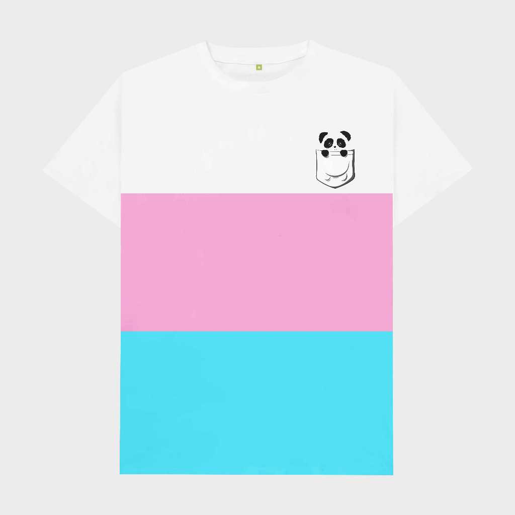 Kaos Kombinasi Dengan Logo Panda / Kaos Kombinasi 3 Warna / T-shirt Baju Untuk Pria Dan Wanita