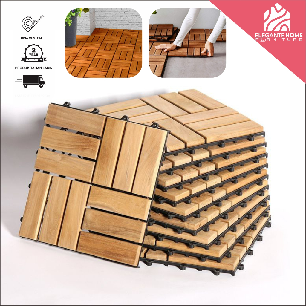 Lantai kayu decking tile lantai kayu lantai kayu tempel lepas pasang parquet lantai kayu taman rooft