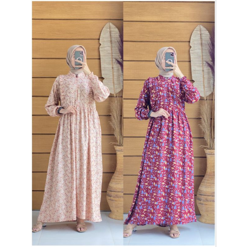 Gamis cantik Gamis rayon Gamis Motif Bunga Gamis Motif Terbaru Gamis Motif Bunga Kecil Kecil