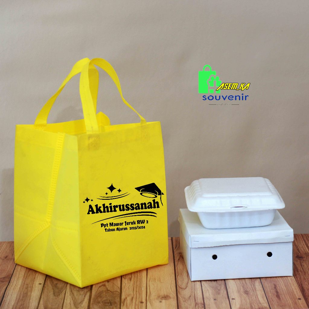 TAS PRES TASYUKURAN AQIQAH CUSTOM DESIGN MUAT KOTAK NASI READY UK 18,20,22