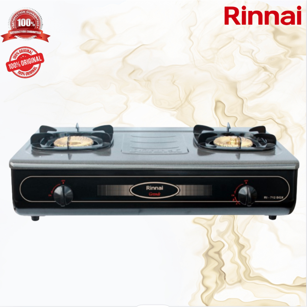 KOMPOR GAS 2 TUNGKU RINNAI RI 712BGX/RI712BGX/RI712 BGX/RI-712BGX/ORIGINAL RINNAI/GARANSI RESMI