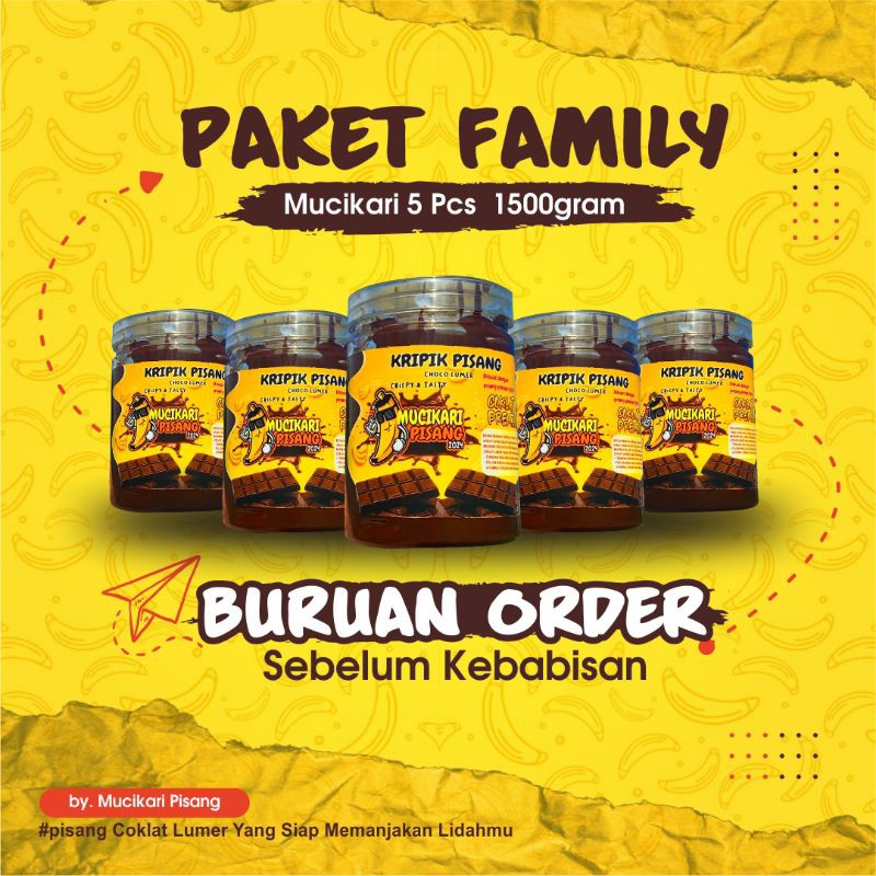 

Kirpik Pisang Choco Lumer paket Family 5Pcs kemasan 1500 gram MUCIKARI PISANG
