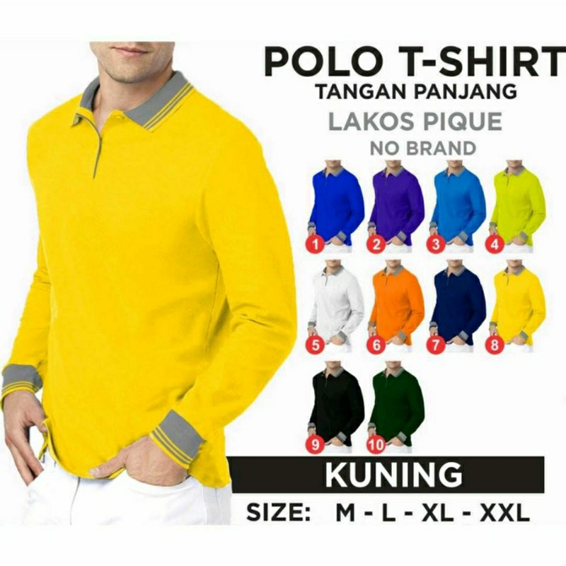 Kaos Polo Lengan Panjang Pria / Kaos Kerah Polo / Kaos Lengan Panjang Pria