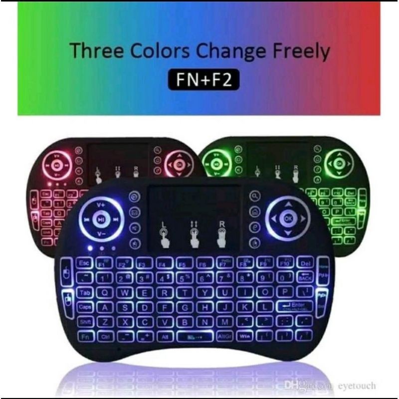 RAINBOW LED Mini Keyboard i8 Air Mouse Mini Keypad Wireless Touchpad - GNB