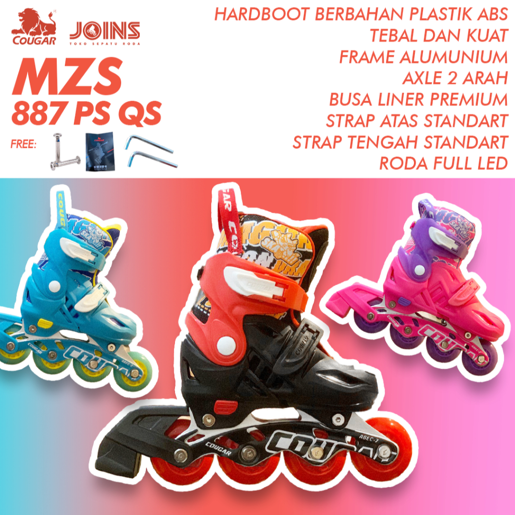 Sepatu Roda Anak Inline Skate Cougar MZS887PS QS Set Pink