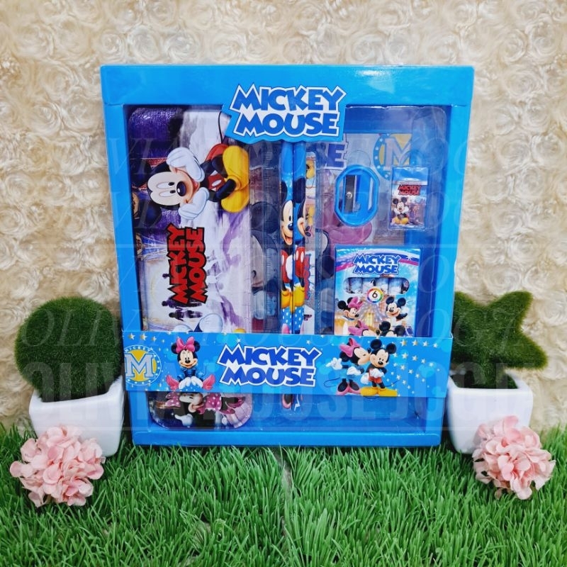 

Stationary Set Box Crayon Mickey Mouse 6in1 Pensil Case Set Mickey Mouse Biru 6in1