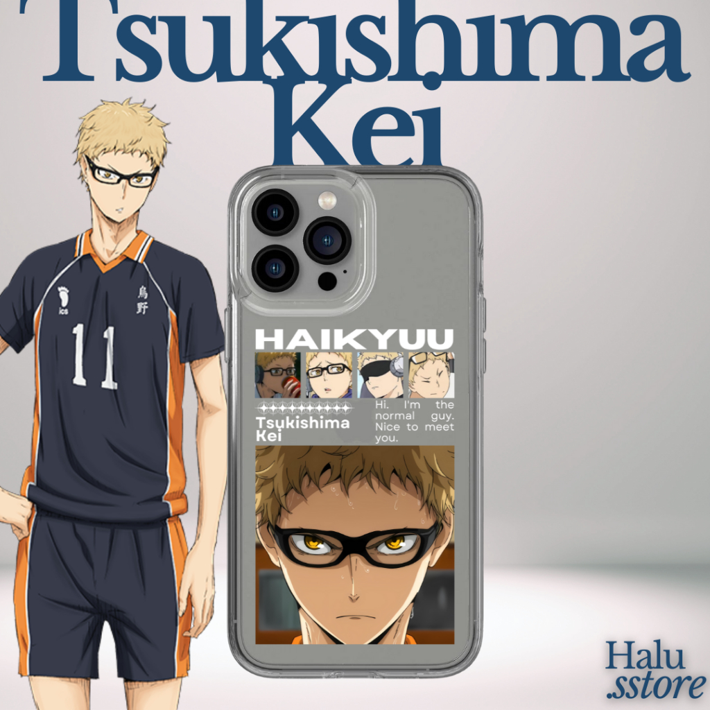 Case HP Custom Haikyuu Kei Tsukishima | Bisa Ganti Karakter / Anime Lain